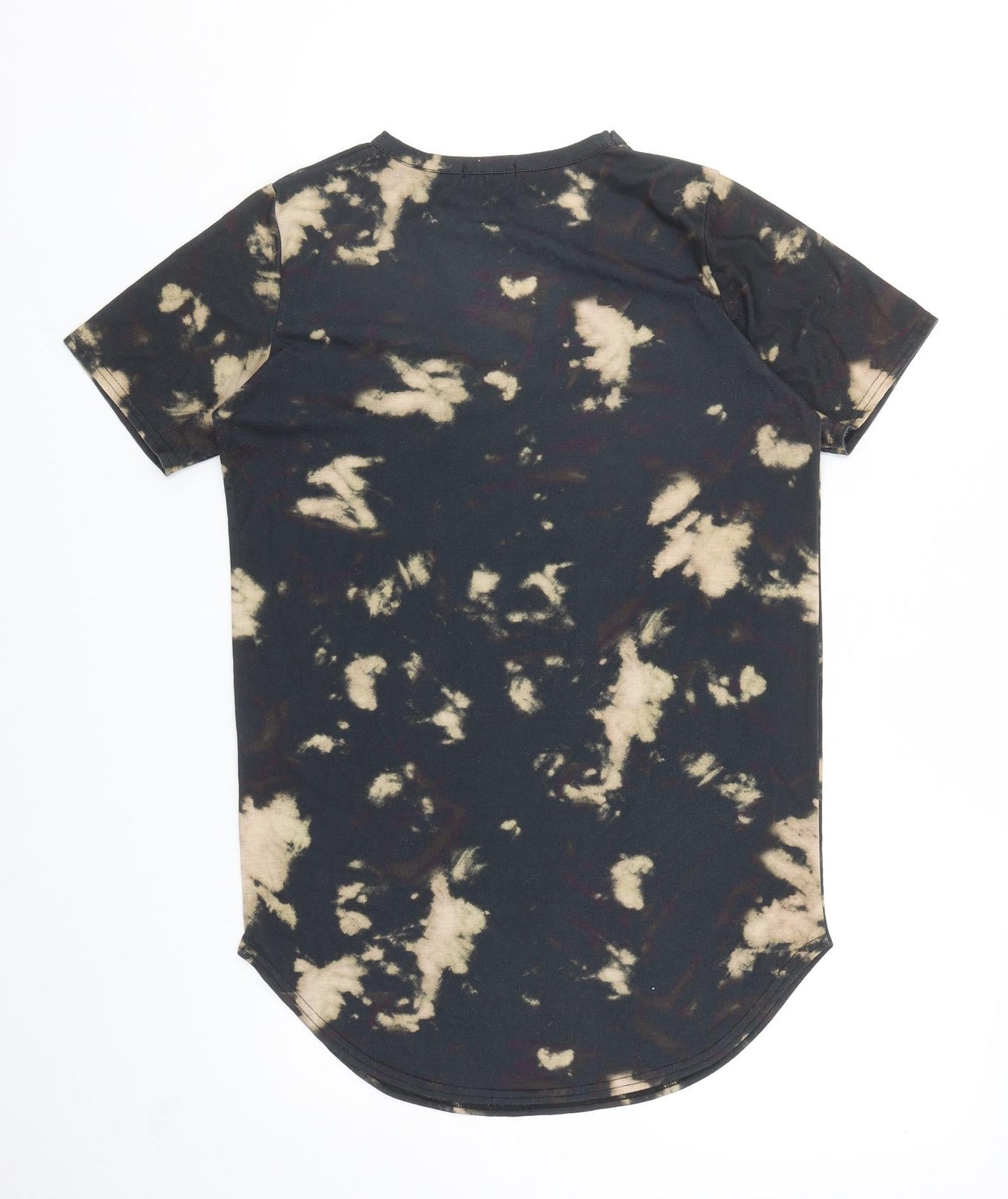 Boohoo Womens Black Polyester Tunic T-Shirt Size 8 V-Neck - Beverly Hills, Tie Dye