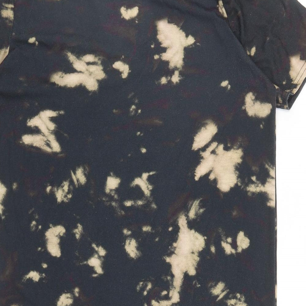 Boohoo Womens Black Polyester Tunic T-Shirt Size 8 V-Neck - Beverly Hills, Tie Dye