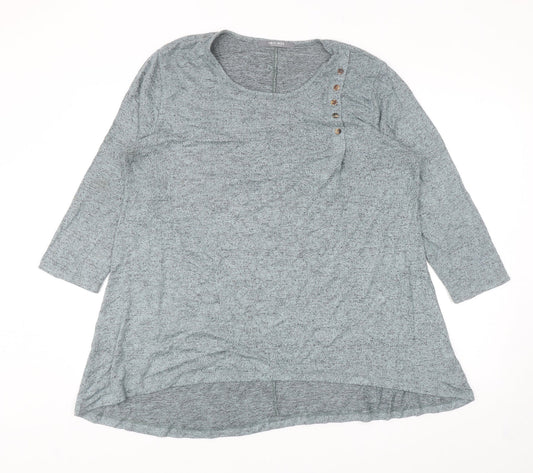 COIN 1804 Womens Blue Scoop Neck Viscose Pullover Jumper Size L
