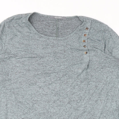 COIN 1804 Womens Blue Scoop Neck Viscose Pullover Jumper Size L