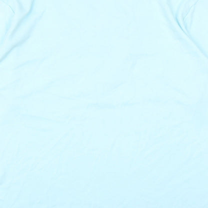 Image Womens Blue Cotton Basic T-Shirt Size L V-Neck - Embroidered Neckline
