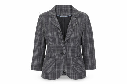 Next Womens Grey Check Jacket Blazer Size 8 Button