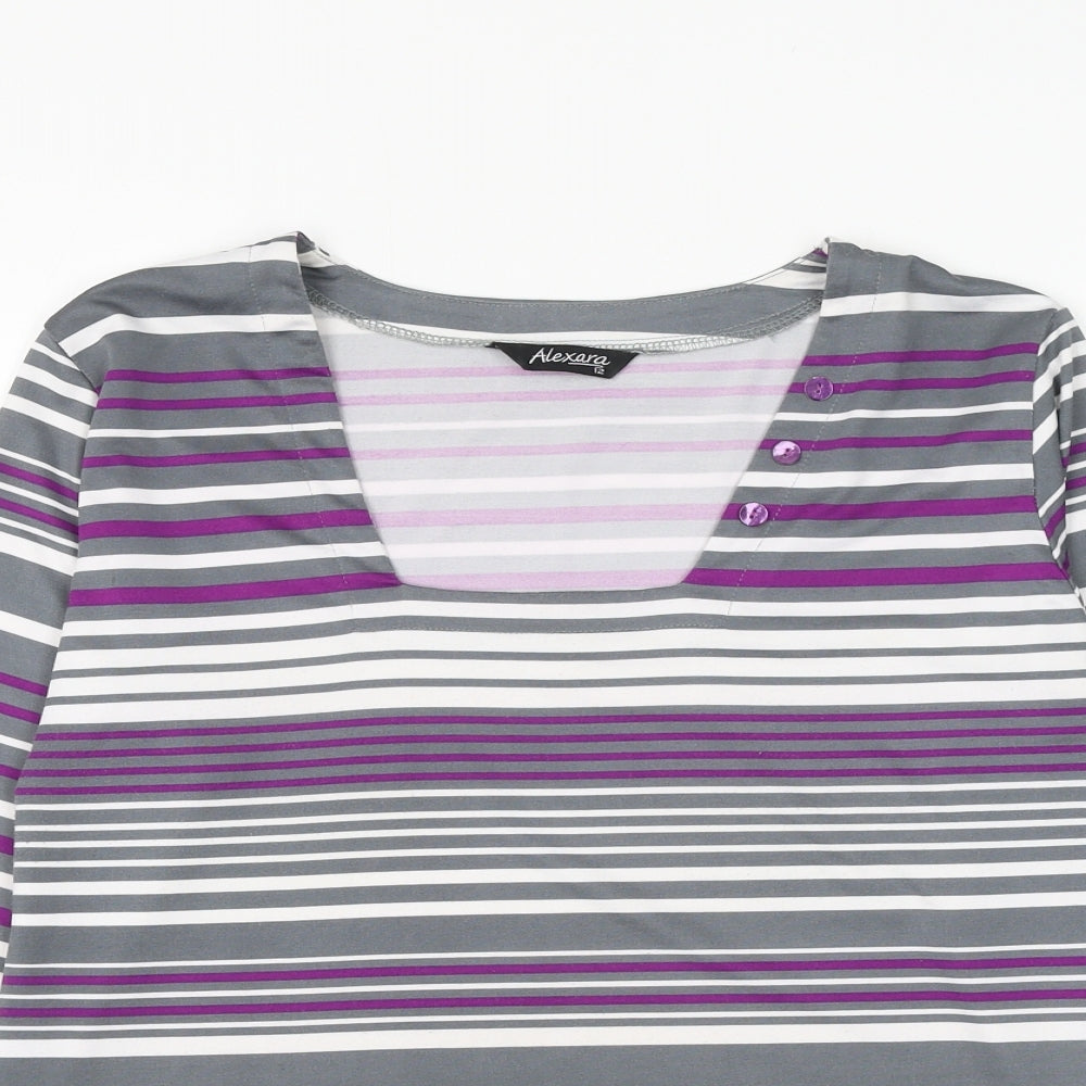 Womens UK Size 12 Alexara Multicoloured Basic T-Shirt