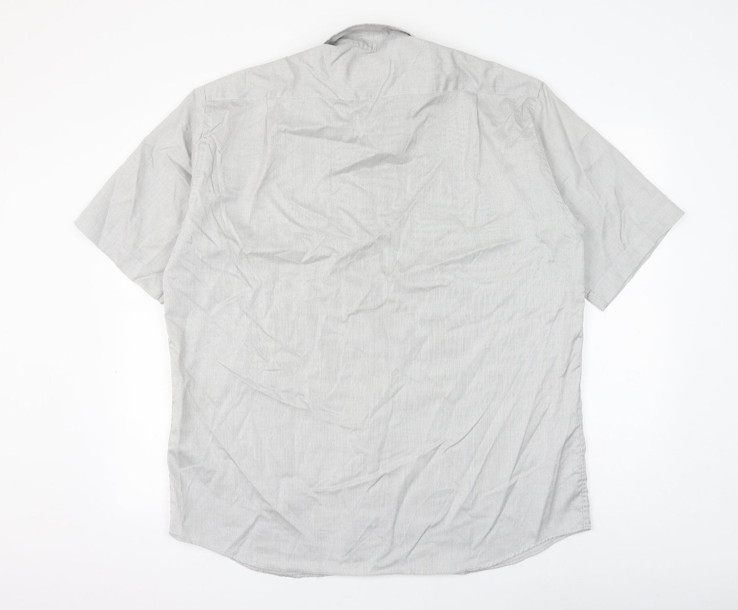 Mens UK Size 17 Impressions Grey  Button-Up Short Sleeve Casual Shirt