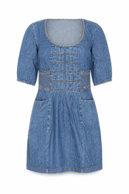 Ecote Womens Blue Cotton Mini Size 4 Scoop Neck Zip