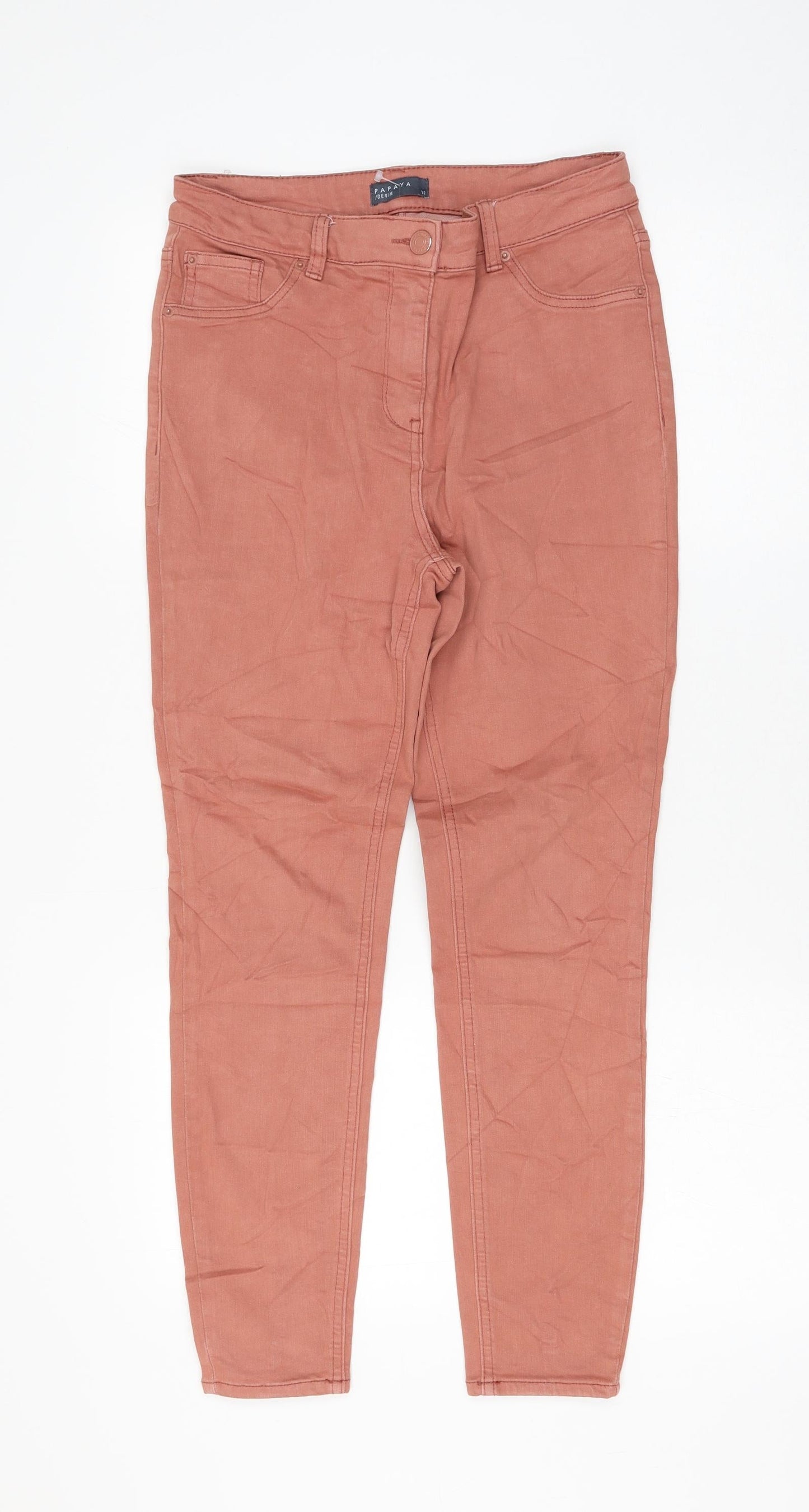 Matalan Womens Pink Cotton Skinny Jeans Size 10 L26 in Regular Zip