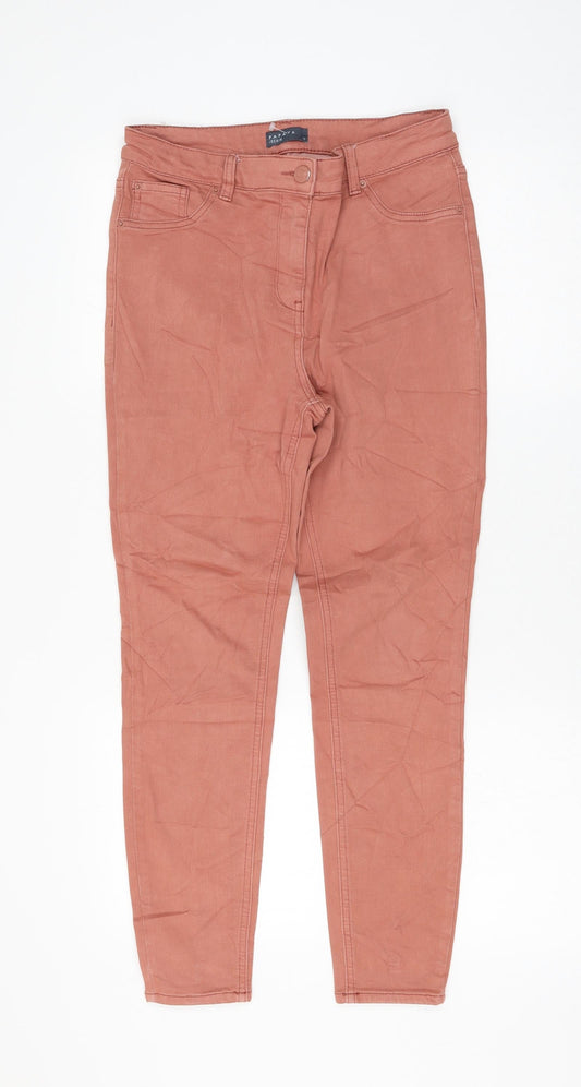 Matalan Womens Pink Cotton Skinny Jeans Size 10 L26 in Regular Zip