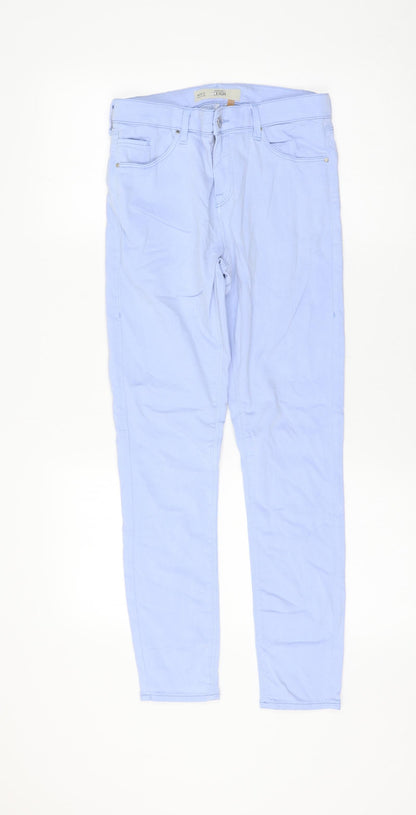 Topshop Womens Blue Cotton Skinny Jeans Size 28 in L30 in Regular Zip