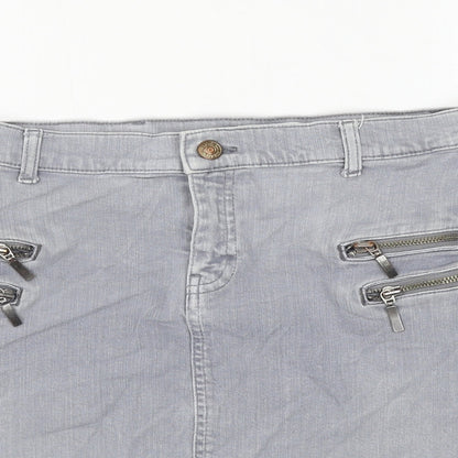 Mango Womens Grey Polyester A-Line Skirt Size L Zip