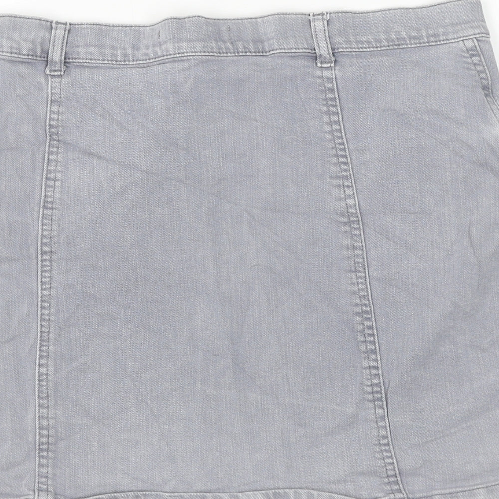 Mango Womens Grey Polyester A-Line Skirt Size L Zip