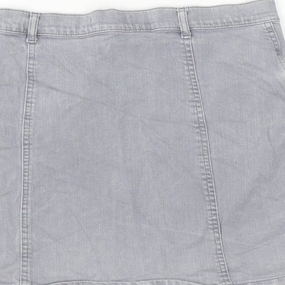 Mango Womens Grey Polyester A-Line Skirt Size L Zip