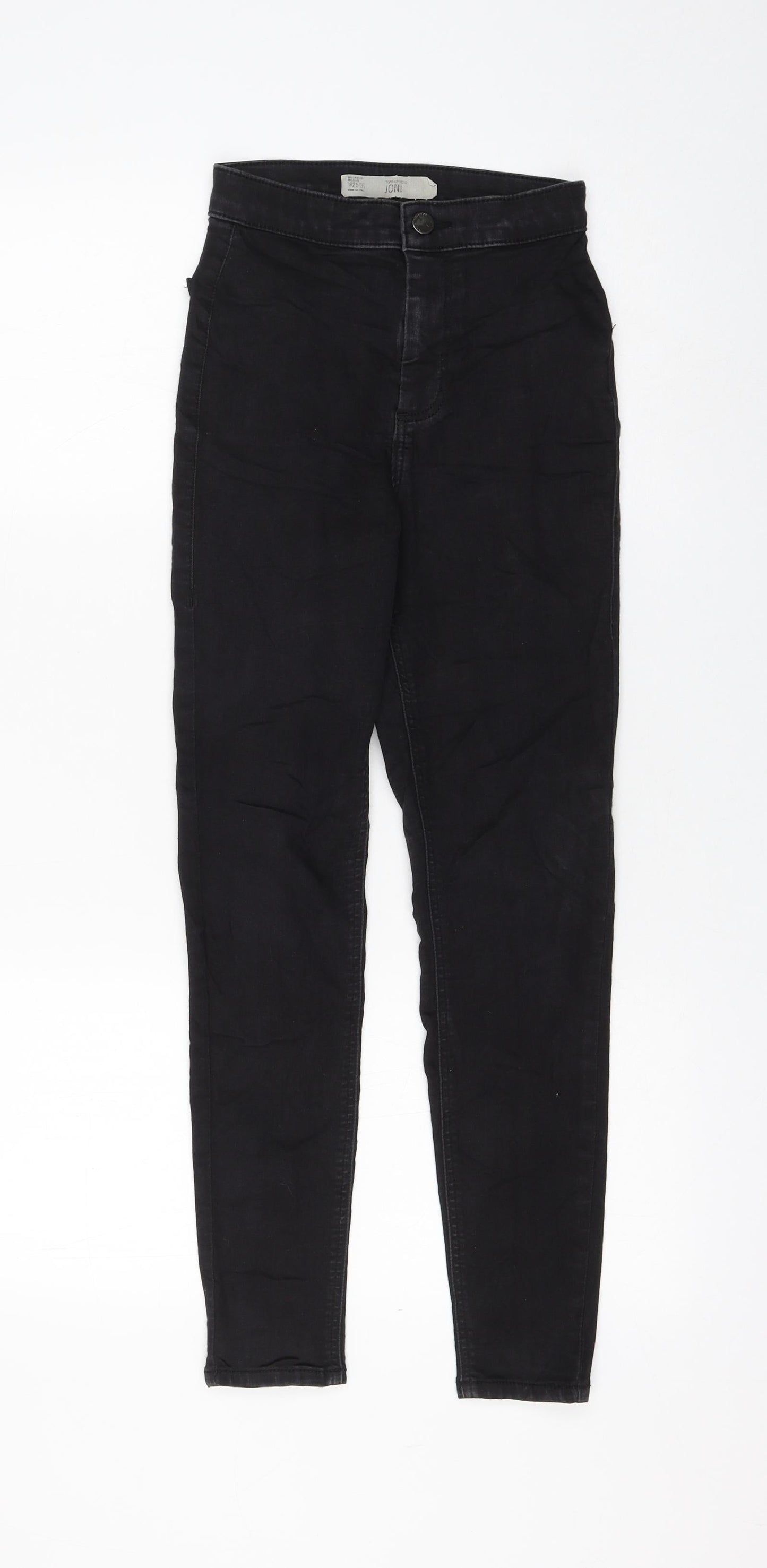 Topshop Womens Black Cotton Skinny Jeans Size 25 in L30 in Regular Zip