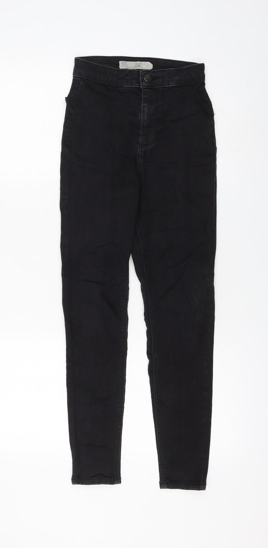 Topshop Womens Black Cotton Skinny Jeans Size 25 in L30 in Regular Zip
