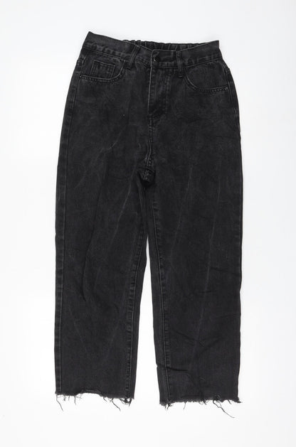 Womens UK Size M Preworn Regular Fit Mom Black Jeans