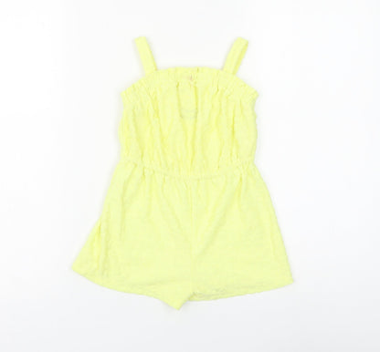 Matalan Girls Yellow Animal Print Polyester Romper One-Piece Size 4 Years Pullover - Leopard Print
