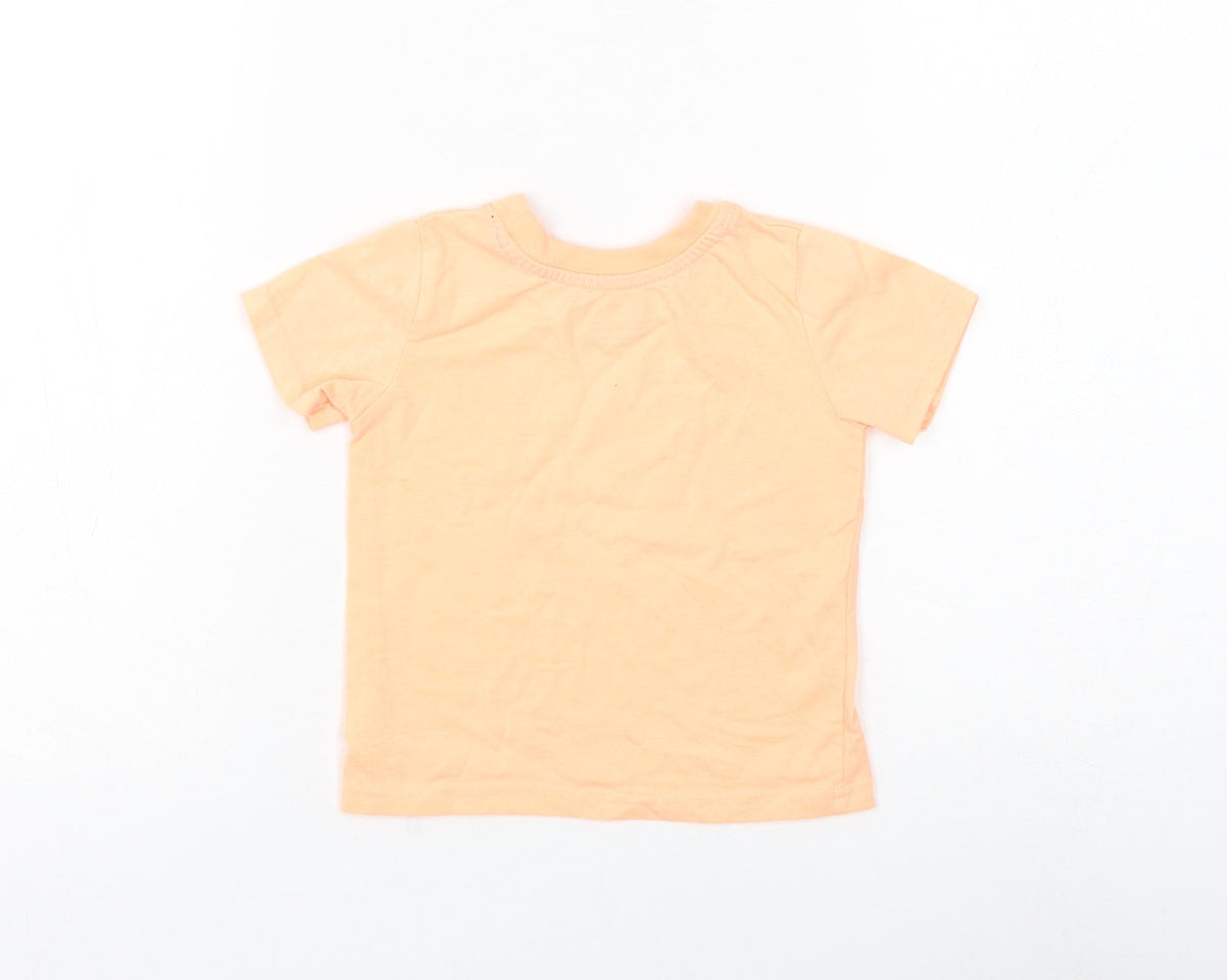 Primark Boys Orange Polyester Basic T-Shirt Size 12-18 Months Round Neck Pullover - Totally Epic