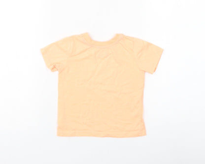 Primark Boys Orange Polyester Basic T-Shirt Size 12-18 Months Round Neck Pullover - Totally Epic
