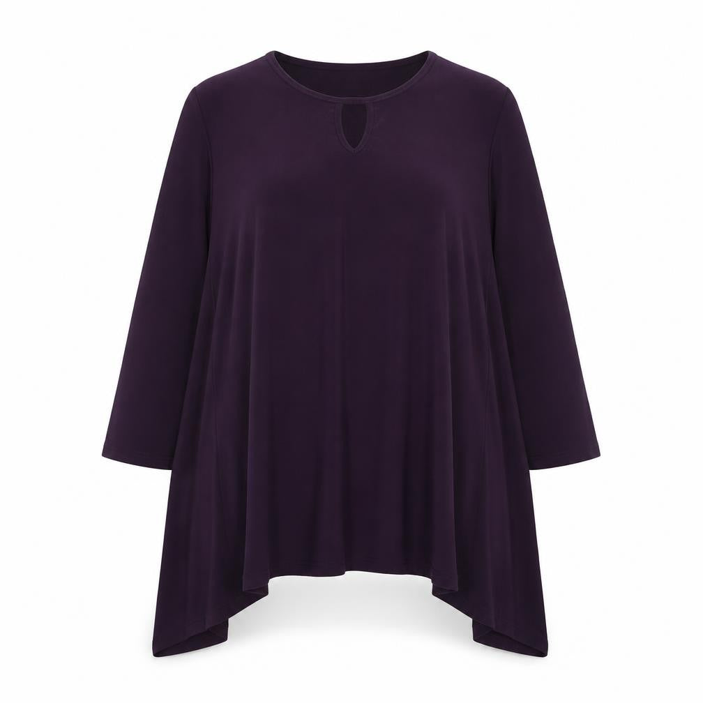 Styled By Womens Purple Polyester Basic Blouse Size M Round Neck