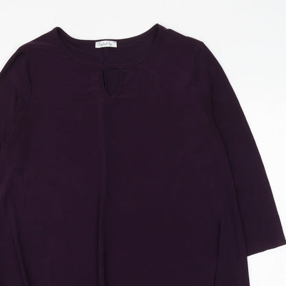 Styled By Womens Purple Polyester Basic Blouse Size M Round Neck