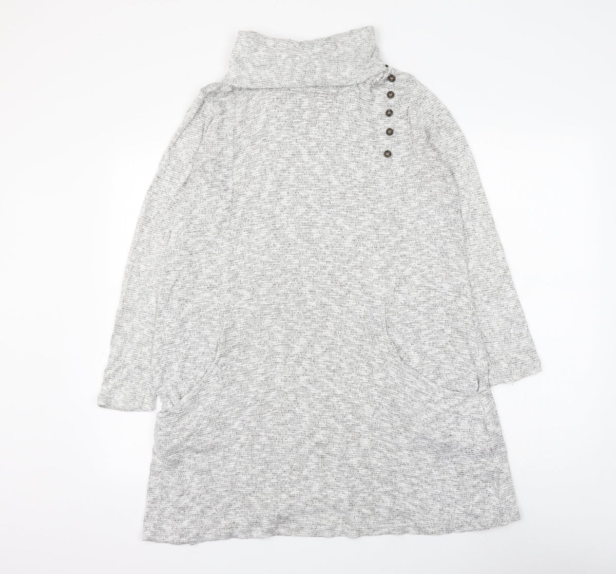 IQ Womens Grey Roll Neck Viscose Pullover Jumper Size L