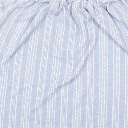 George Womens Blue Striped Polyester Basic Blouse Size 8 Square Neck