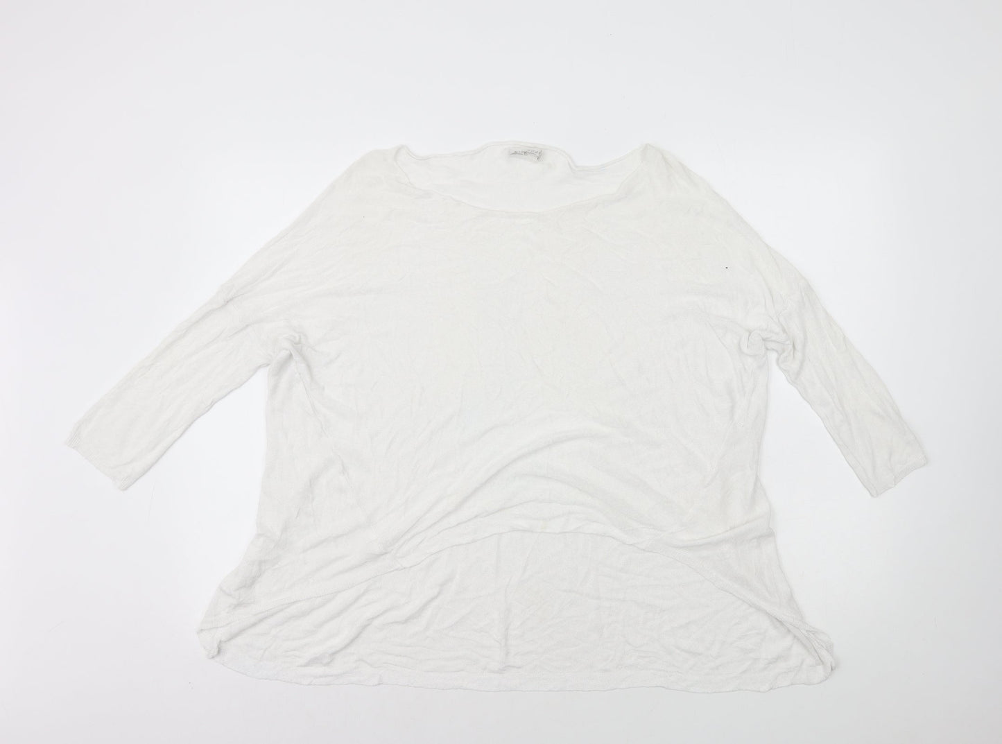 Made in Italy Womens White Viscose Basic T-Shirt Size M Scoop Neck