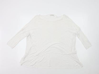 Made in Italy Womens White Viscose Basic T-Shirt Size M Scoop Neck