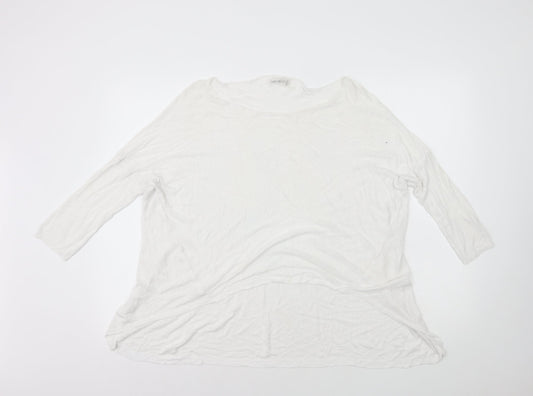 Made in Italy Womens White Viscose Basic T-Shirt Size M Scoop Neck