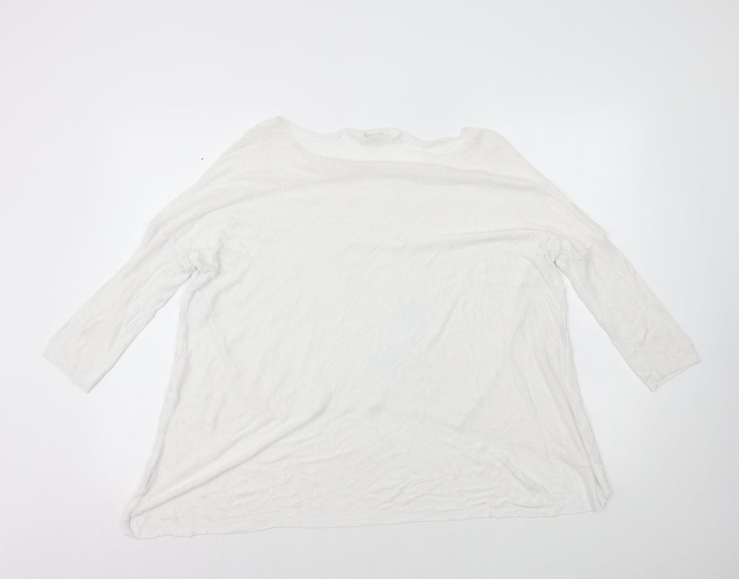 Made in Italy Womens White Viscose Basic T-Shirt Size M Scoop Neck