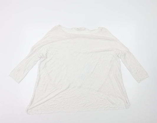 Made in Italy Womens White Viscose Basic T-Shirt Size M Scoop Neck