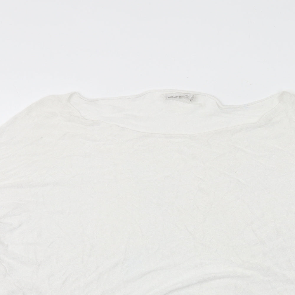 Made in Italy Womens White Viscose Basic T-Shirt Size M Scoop Neck