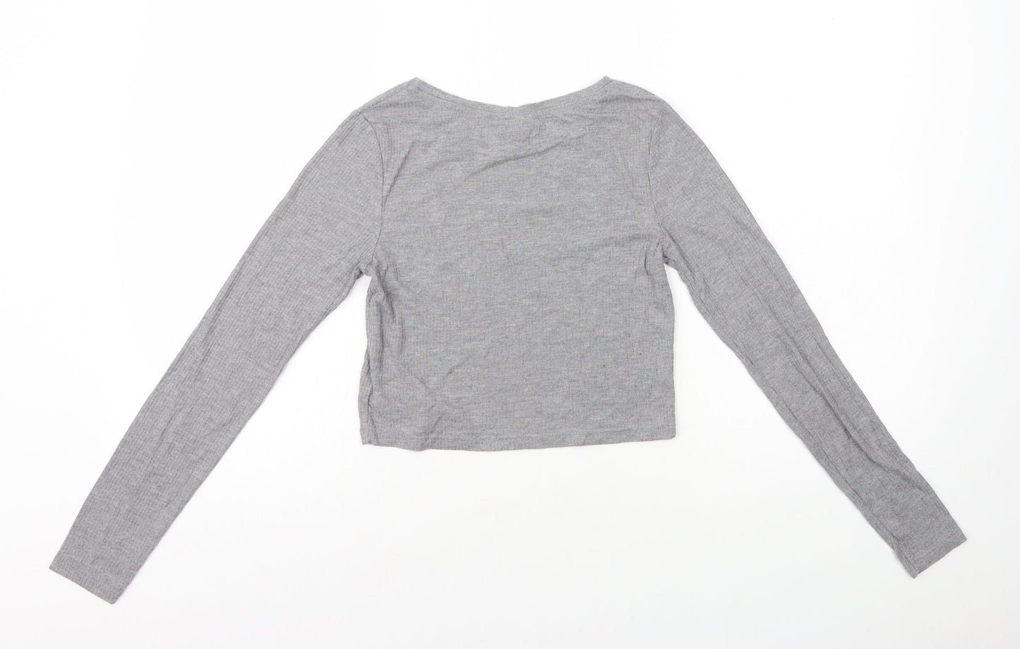 Womens UK Size 8 Topshop Grey Cropped T-Shirt