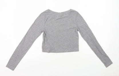 Womens UK Size 8 Topshop Grey Cropped T-Shirt