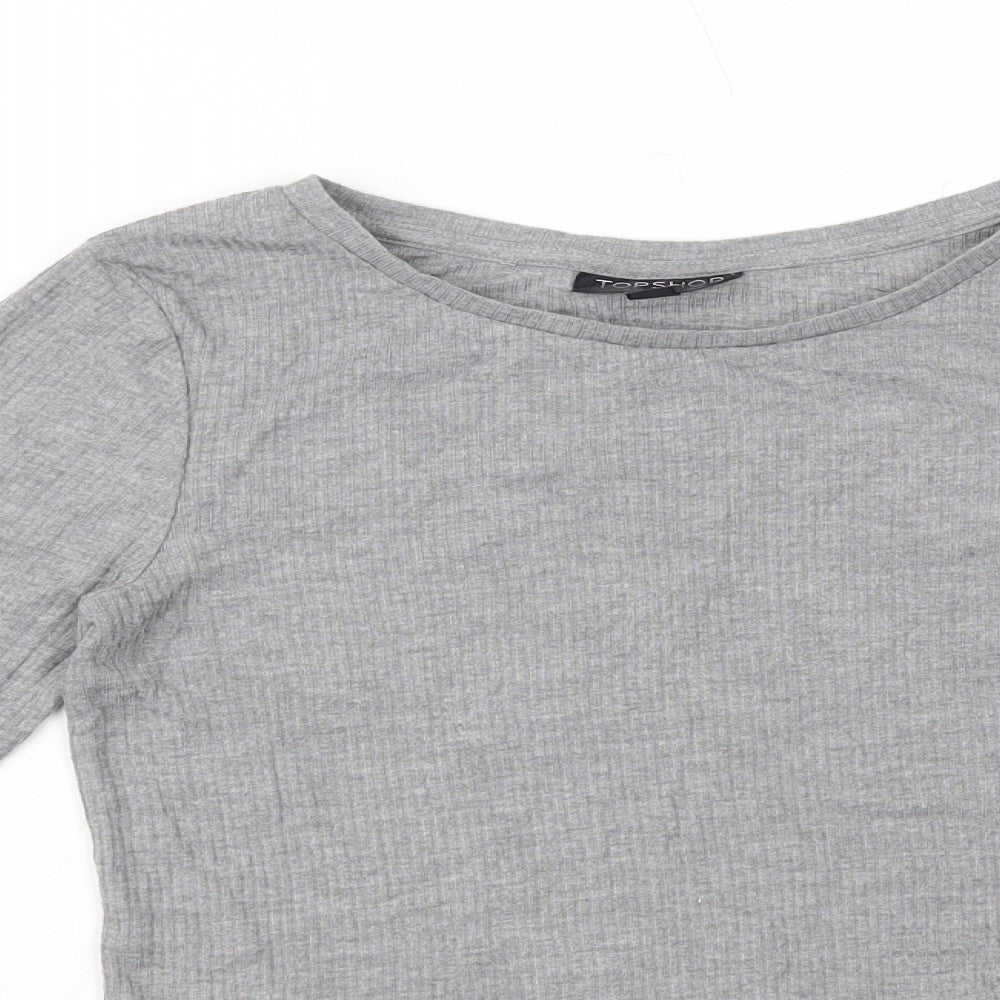 Womens UK Size 8 Topshop Grey Cropped T-Shirt