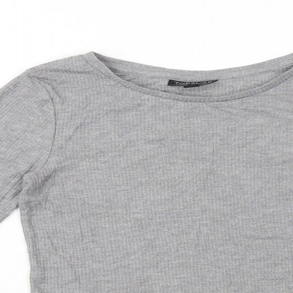 Womens UK Size 8 Topshop Grey Cropped T-Shirt