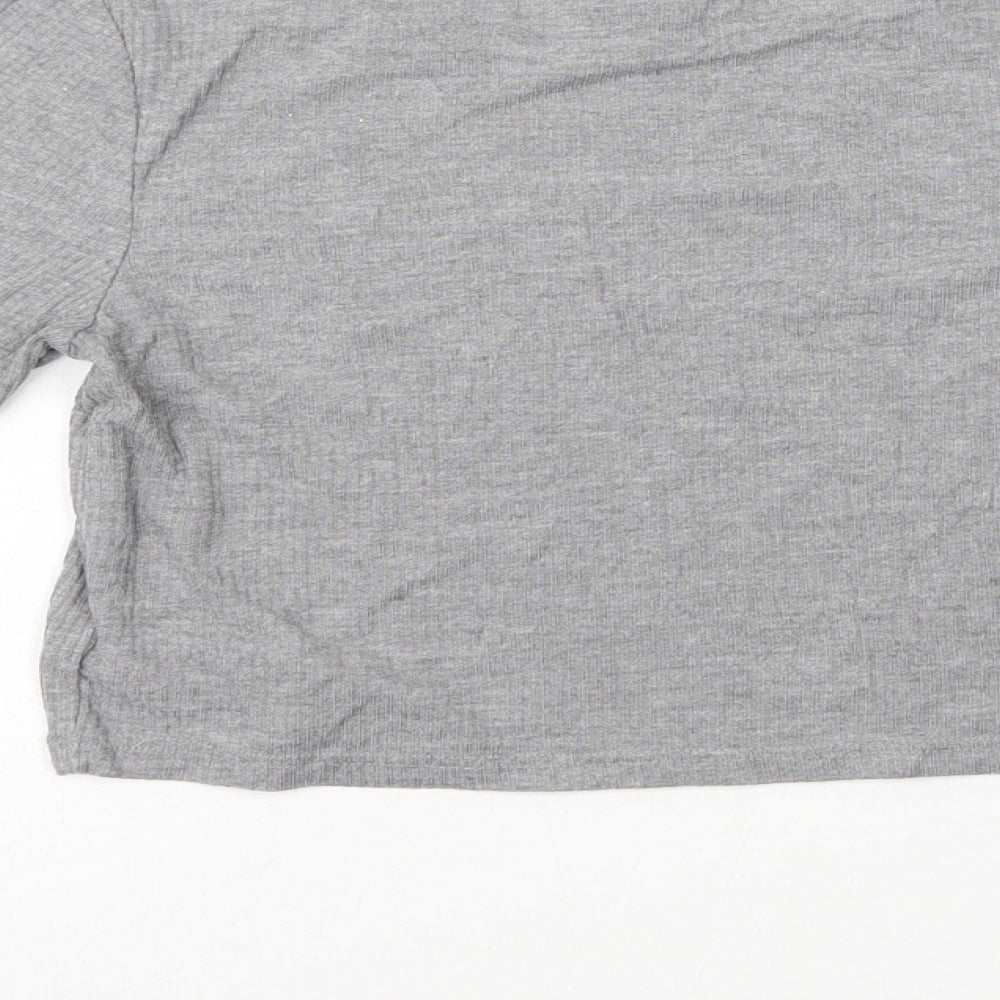 Womens UK Size 8 Topshop Grey Cropped T-Shirt