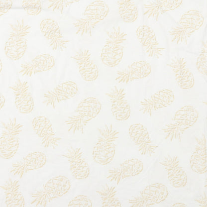 Bonmarché Womens White Geometric Polyester Basic T-Shirt Size 14 V-Neck - Pineapple