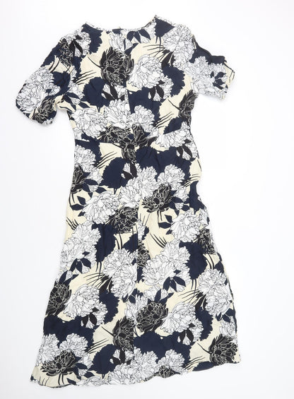 Autograph Womens Multicoloured Floral Cupro A-Line Size 10 Round Neck Zip