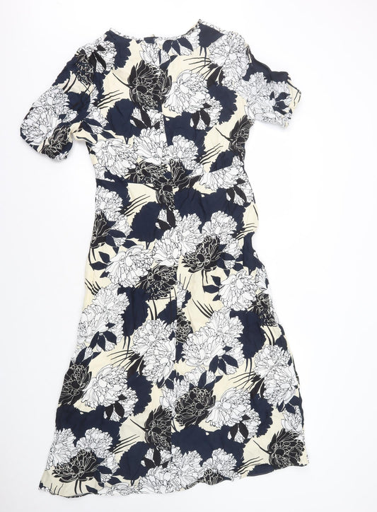 Autograph Womens Multicoloured Floral Cupro A-Line Size 10 Round Neck Zip