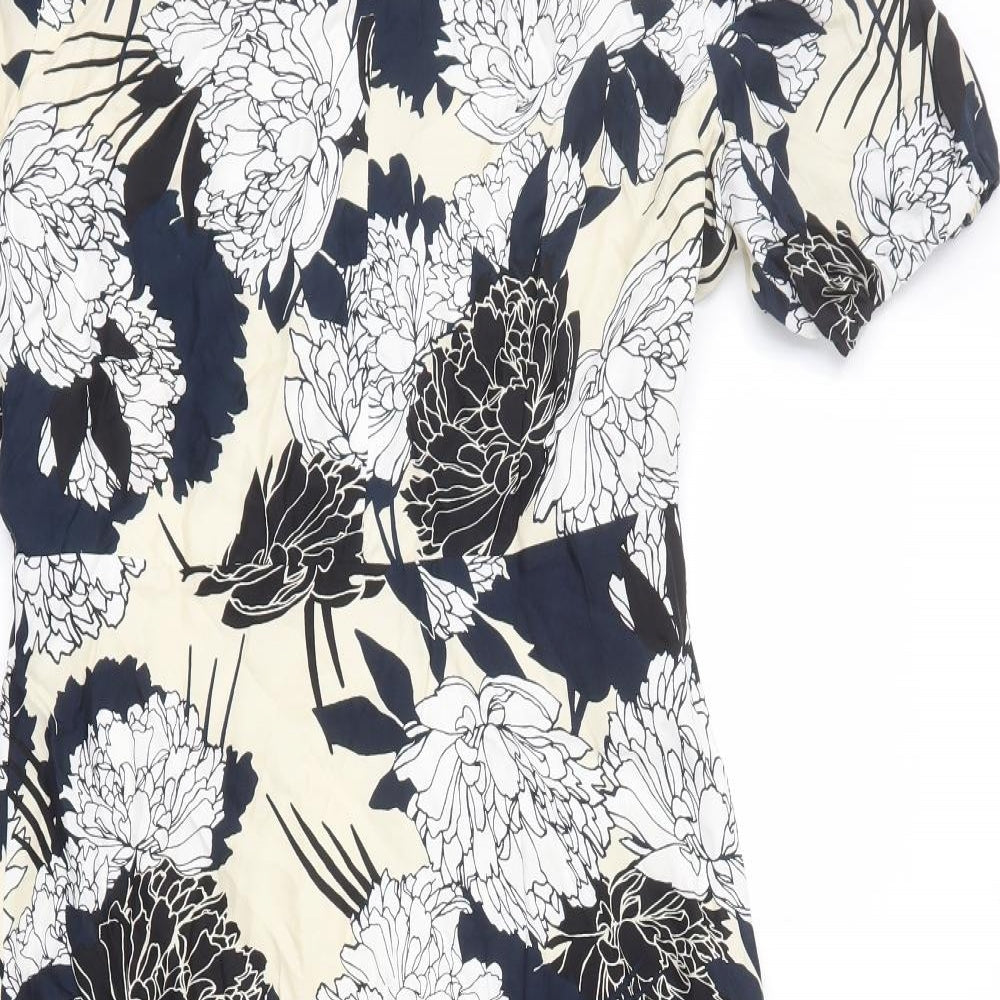 Autograph Womens Multicoloured Floral Cupro A-Line Size 10 Round Neck Zip