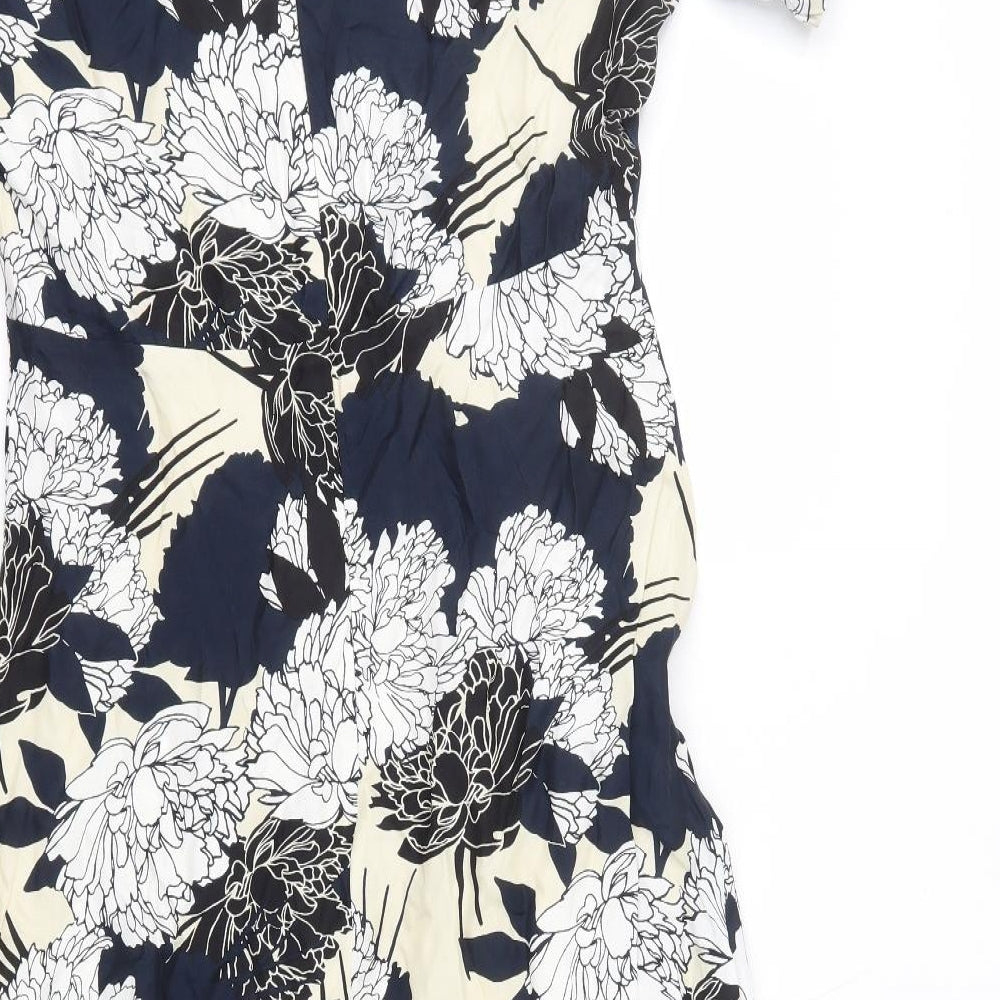 Autograph Womens Multicoloured Floral Cupro A-Line Size 10 Round Neck Zip