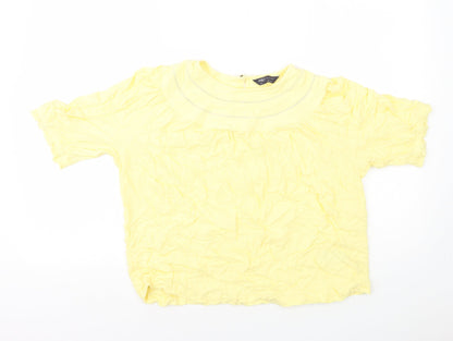 Marks and Spencer Womens Yellow Viscose Basic T-Shirt Size 14 Round Neck