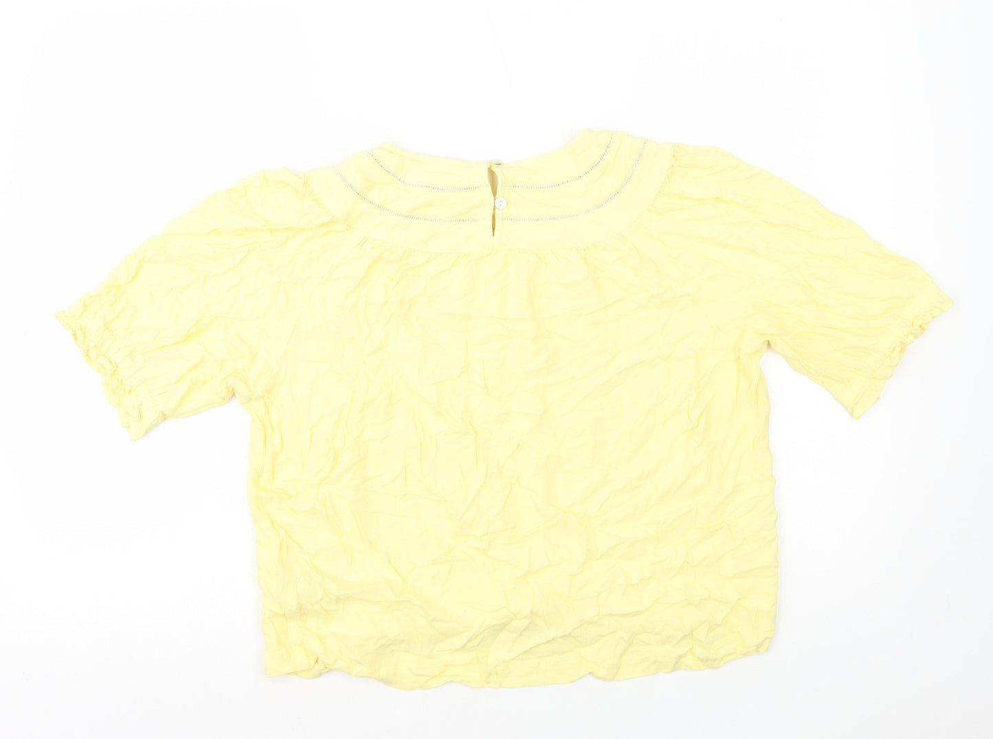 Marks and Spencer Womens Yellow Viscose Basic T-Shirt Size 14 Round Neck