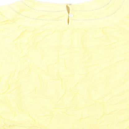 Marks and Spencer Womens Yellow Viscose Basic T-Shirt Size 14 Round Neck