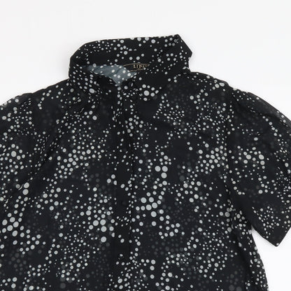 Lipsy Womens Black Polka Dot Polyester Basic Button-Up Size 12 Collared