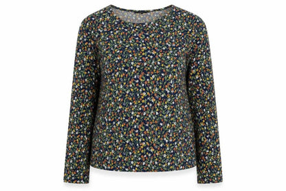 Hepburn Womens Multicoloured Floral Polyester Basic T-Shirt Size M Round Neck