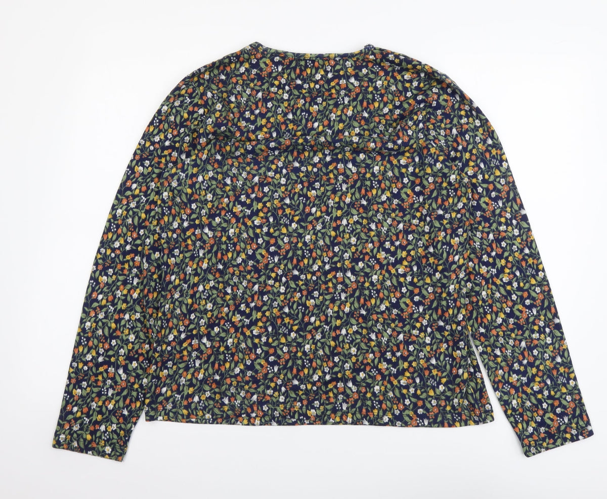 Hepburn Womens Multicoloured Floral Polyester Basic T-Shirt Size M Round Neck