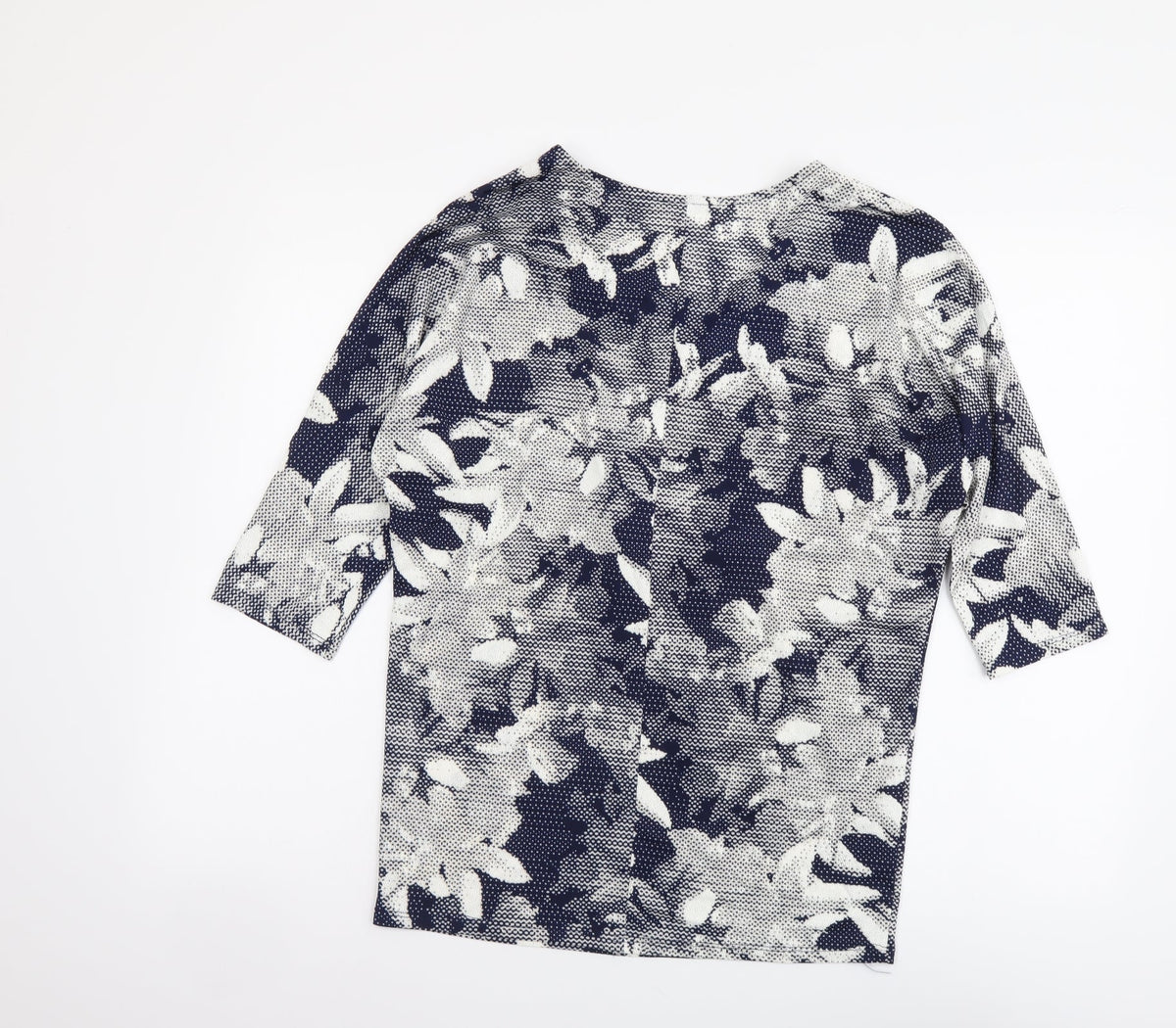 Riu Womens Blue Floral Polyester Basic Blouse Size S V-Neck