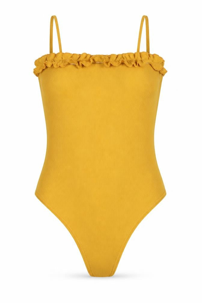 Womens UK Size 12 Boohoo One-Piece Yellow Bodysuit