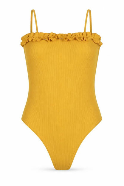 Womens UK Size 12 Boohoo One-Piece Yellow Bodysuit